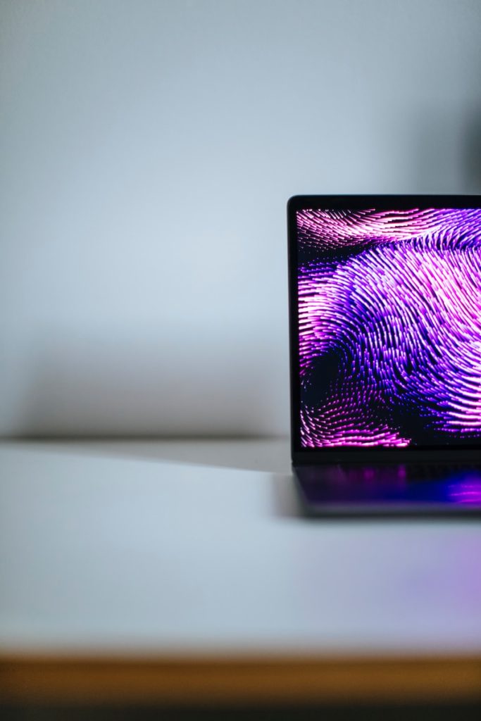 a close up of a laptop on a table